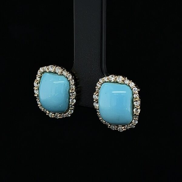 Pendientes con turquesa y diamantes