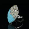 Anillo marquise con turquesa y diamantes